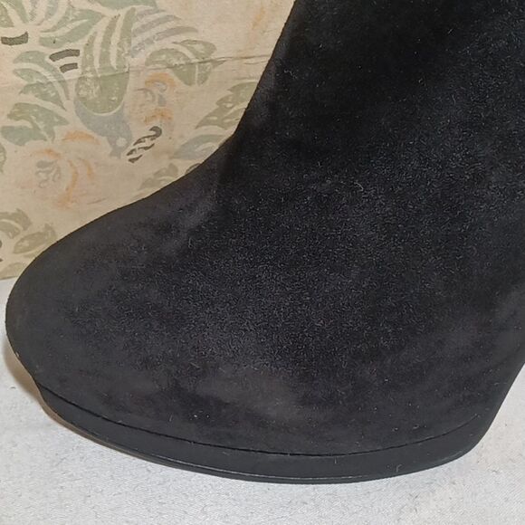 Nine West Heywire Black Leather Zipper Platform Stiletto Bootie  4" Heel… - Picture 6 of 10